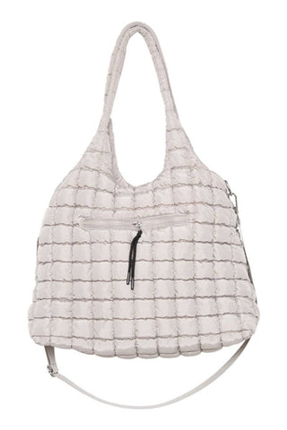 Sand Rectangular Quilted Puffer Tote Bag