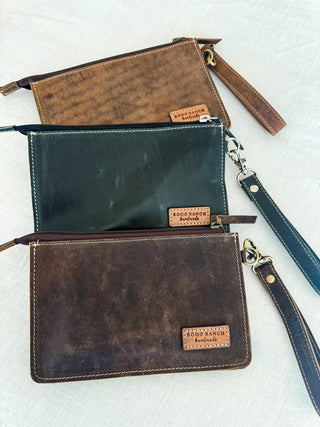 Turquoise Thunderbird Cowhide Wristlet