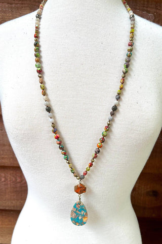 Moab Necklace - Colorful Beaded Pendant