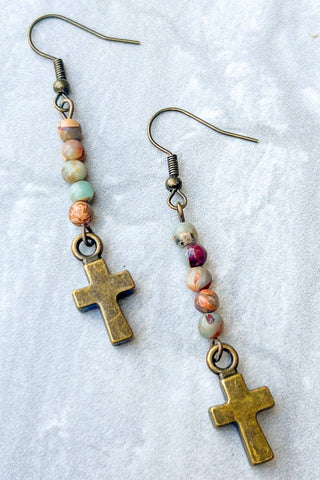 Kara Earrings - Imperial Jasper Cross