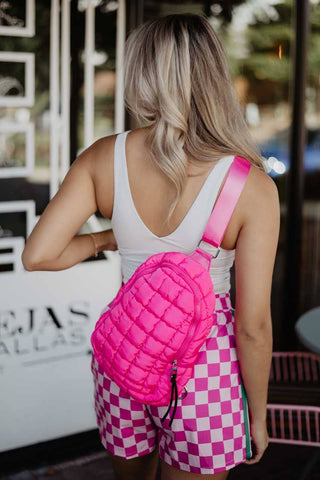 Hot Pink Quilted Sling Bag