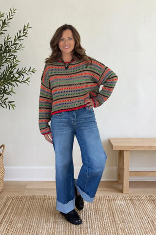 Vibrant Vibes Striped Knit Sweater