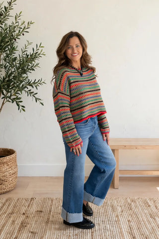 Vibrant Vibes Striped Knit Sweater