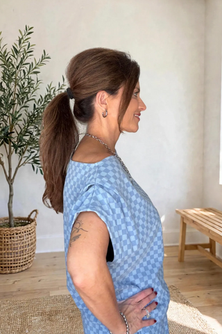 Check Mate Checkered French Terry Set - Blue