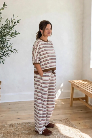 Cozy Days Striped Wide-Leg Lounge Set