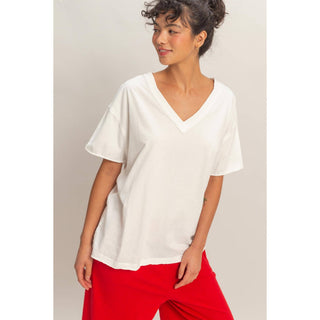 Washed V-Neck Oversized Tee