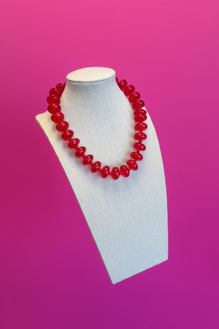 Circle Bauble Ball Necklace - Red
