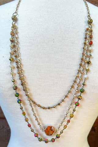 Janet Necklace - Orange Convertible Beaded