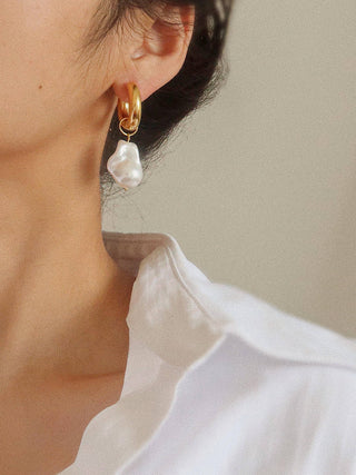 Gold Large Huggie Droplet Earrings