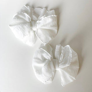 Ruffle Clip Set- White