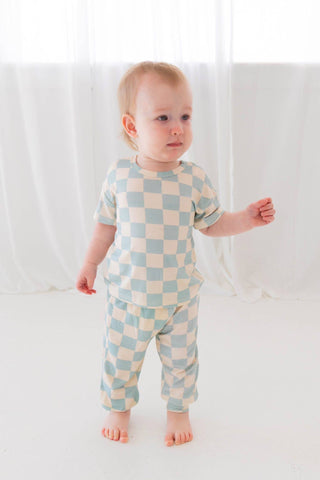 Blue Checked Out Bamboo Lounge Set