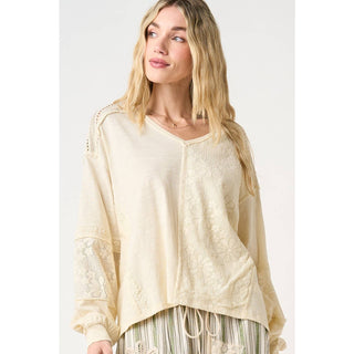 Mixed Media Lace Oversized Top