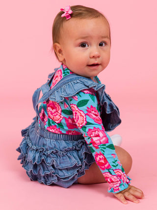 Bright Blossoms Knit Long Sleeve Ruffle Bodysuit