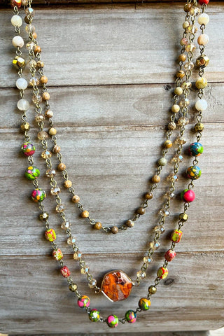 Janet Necklace - Orange Convertible Beaded