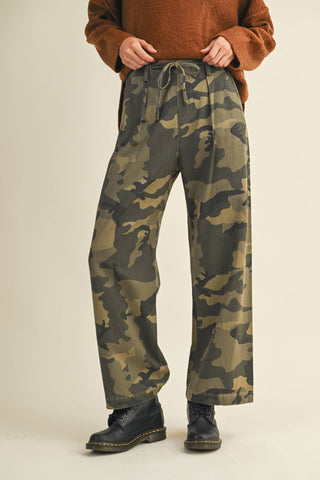 Camo Wide-Leg Drawstring Pant