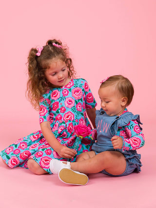 Bright Blossoms Knit Long Sleeve Ruffle Bodysuit