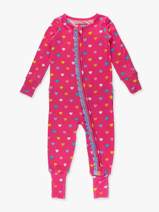 Heart Dreams Convertible Ruffle One Piece Footie Pajama