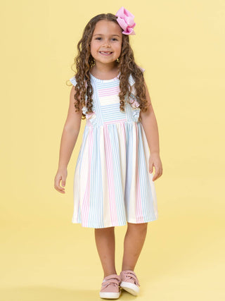 Rainbow Breeze Flutter Sleeve Dress