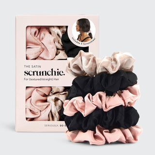 Satin Sleep Scrunchies 5pc - Assorted Neutrals