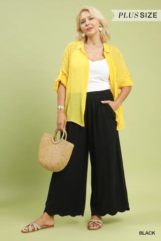 Seaside Scallop Peplum Blouse – Plus