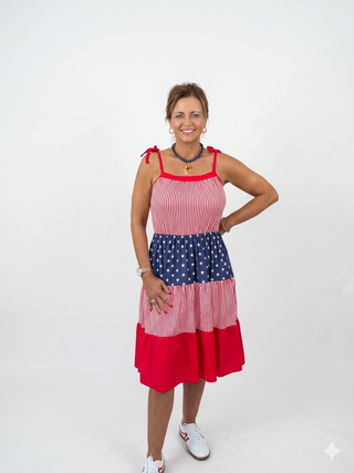 Stars and Stripes Ruffle Dress