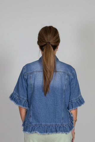 Ruffle Hem Denim Jacket