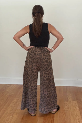 Wild Thing Leopard Washed Terry Knit Pants