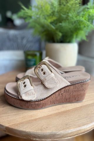 Corky's Double Dare Sandal | Sand Faux Suede