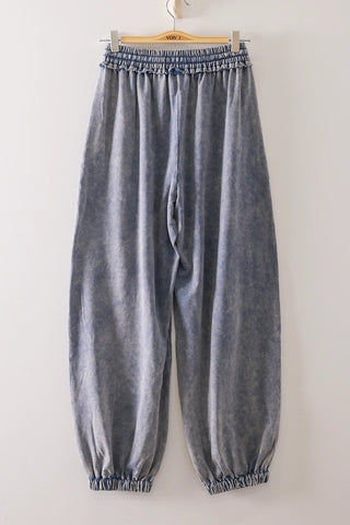 Vintage Wash Cargo Jogger Pants - Denim Blue