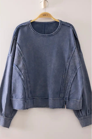 Vintage Raw Hem Top - Denim Blue