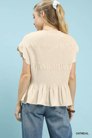 Seaside Scallop Peplum Blouse