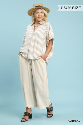 Seaside Scallop Peplum Blouse – Plus
