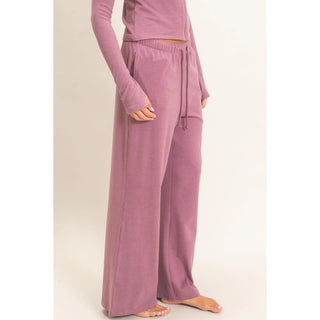Easy Days Wide Leg Lounge Pants - Plum