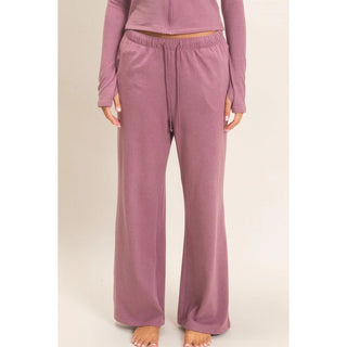 Easy Days Wide Leg Lounge Pants - Plum