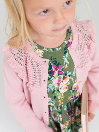 Sweater Knit Ruffle Trim Cardigan