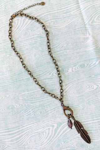 Reva Necklace - Bronze Leaf Charm