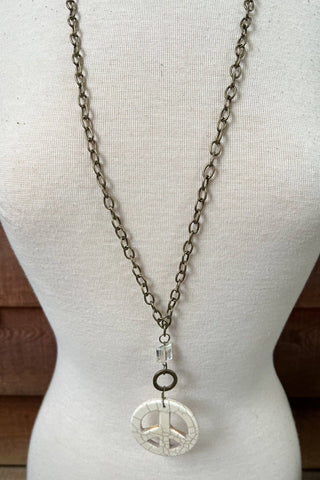 Groovy Necklace - White Peace Sign