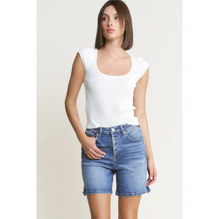 Mica Super High Rise Button-Up Bermuda Shorts