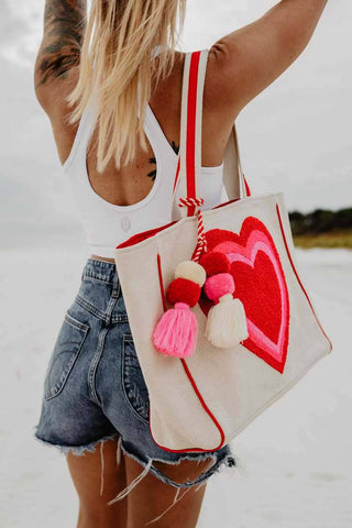 Beating Heart Chenille Beach Bag Tote