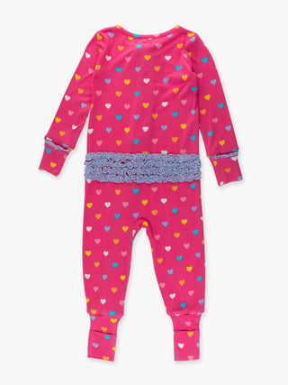 Heart Dreams Convertible Ruffle One Piece Footie Pajama