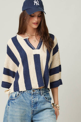 Vertical Stripe Slouchy Sweater