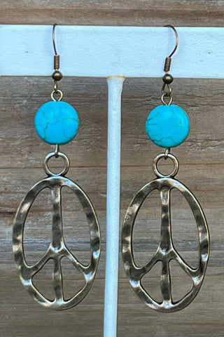 Chandler Earrings - Turquoise Peace Sign