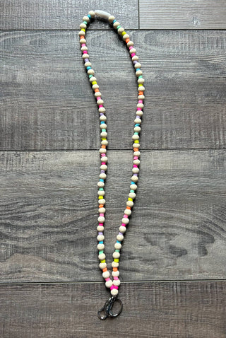 Neon Rainbow Lanyard with Breakaway Clasp