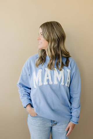 The Abbie MAMA Sweatshirt - Blue Toile