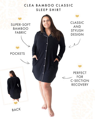 Clea Bamboo Long Sleeve Maternity & Postpartum Nightgown