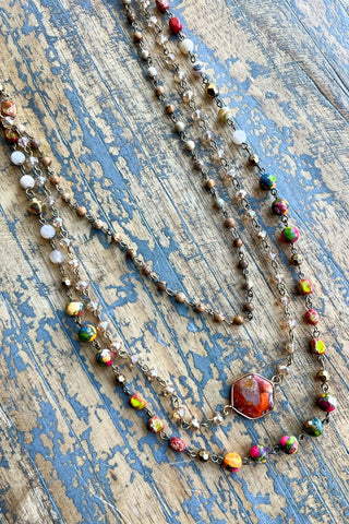 Janet Necklace - Orange Convertible Beaded