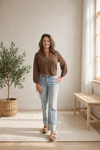 Plus Lizzy 3/4 Sleeve Flowy Top