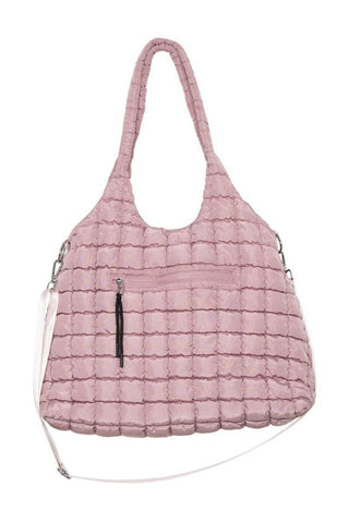 Mauve Rectangular Quilted Puffer Tote Bag