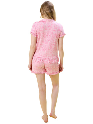Women's Bamboo Pink Cottontail Toile Pajama Set