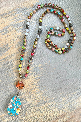 Moab Necklace - Colorful Beaded Pendant